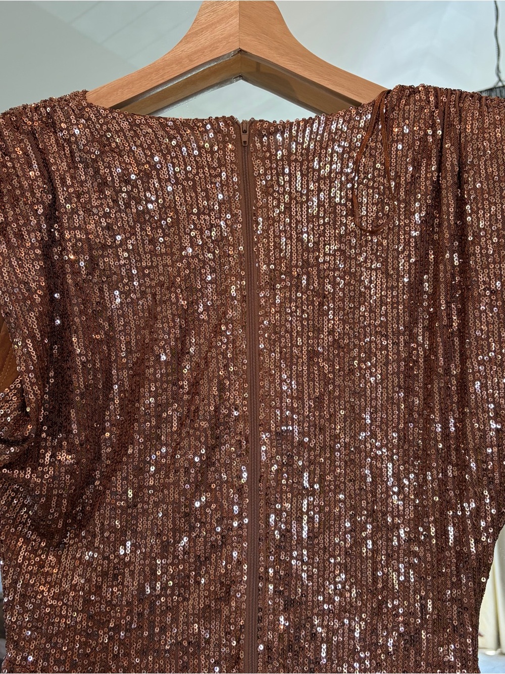Fashion Nova Sparkle And Snatched Shoulder Pad Jumpsuit - Chocolate Large - Picture 9 of 10